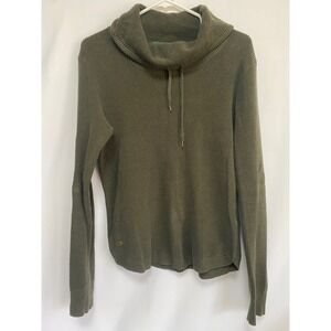 Lauren Ralph Lauren Women's Long Sleeve Army Green‎ Cowl Neck Sweater LG Cotton